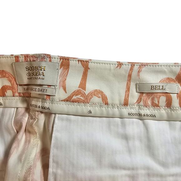 Scotch & Soda Womans size 30X32 Bell Slim Fit Chino Pants Orange Palm Trees NEW - Picture 5 of 8